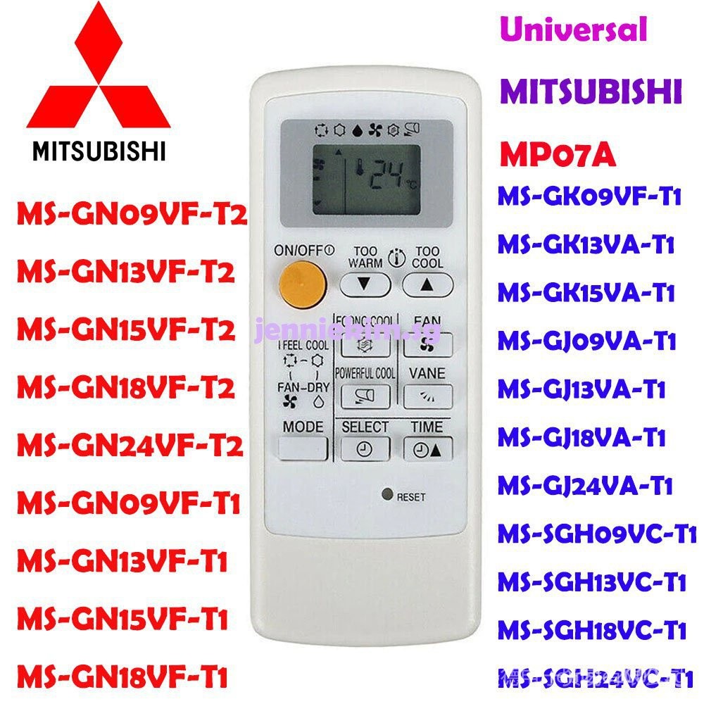 (In stock) รีโมทคอนโทรลเครื่องปรับอากาศสากล Mitsubishi Electric Electric Silver Screen รุ่น MH/MP07A สําหรับ MITSUBISHI AC Remote MP07A