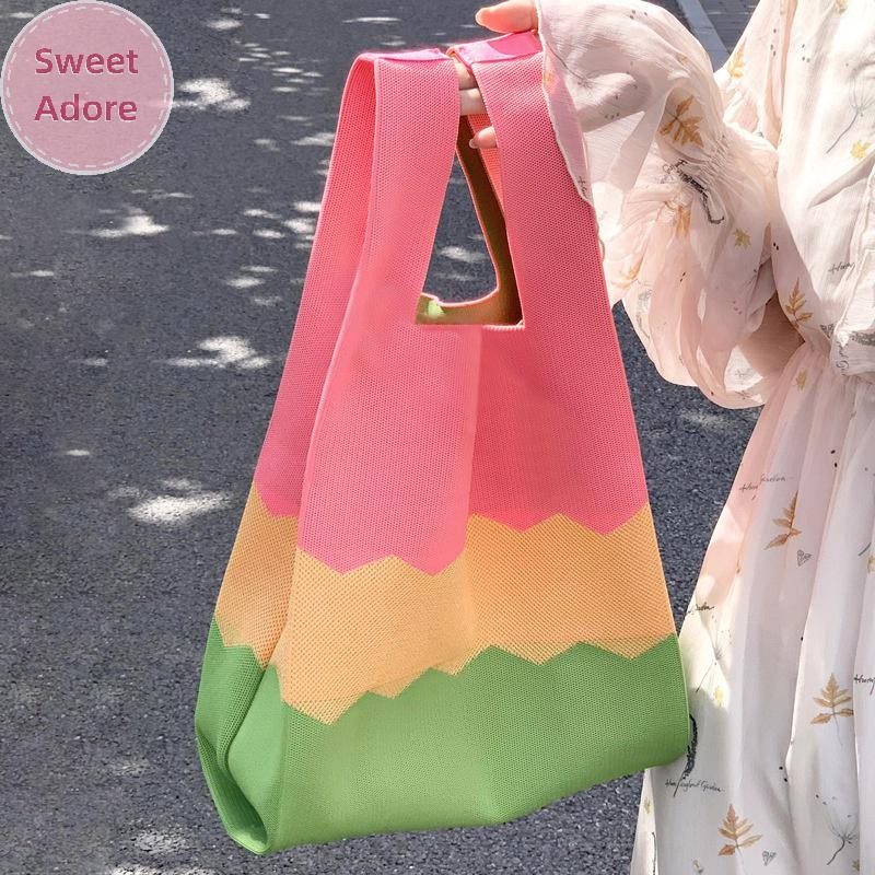 Sweetadore แฟชั่น Handmade ถักกระเป๋าถือผู้หญิง Mini Knot สายรัดข้อมือเกาหลี Casual Tote กระเป๋านํากลับมาใช้ใหม่ช้อปปิ้งกระเป๋า TH