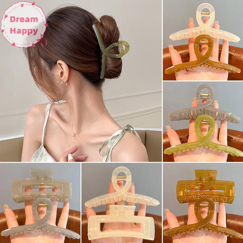 Dreamhappy Oversize แฟชั่นผม Claws กิ๊บติดผมสําหรับสาวผู้หญิงโปร่งใสผม Claw หางม้า Claw คลิปปูอุปกรณ์เสริมผม Headwear TH