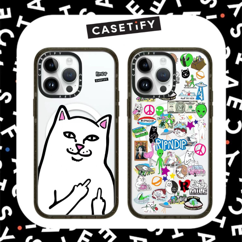 เคสอะคริลิคCASETIFY Lord Nermal RIPNDIP สติกเกอร์ Mania รูปแบบกันกระแทกสําหรับ iPhone 16ProMax 16Pro 16 14 13 12 15 Pro Max เคสโทรศัพท์