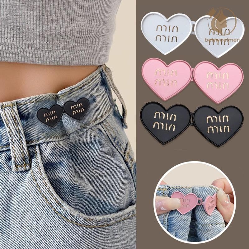 [PE] 2 ชิ้นรูปหัวใจปรับ Jean ปุ่มเอวหัวเข็มขัด Snap กางเกงหัวเข็มขัด Extender เปลี่ยนกางเกงยีนส์ปุ่ม Attier Pins TH