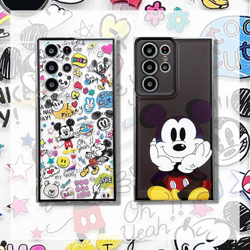 Simple Mickey คู่สําหรับ Samsung S24 FE S23 FE A55 A16 A06 A14 A24 A34 A54 A15 A25 A35 S21 S22 Ultra Note 10 Plus 20 Ultra 5Gซิลิโคนนุ่ม