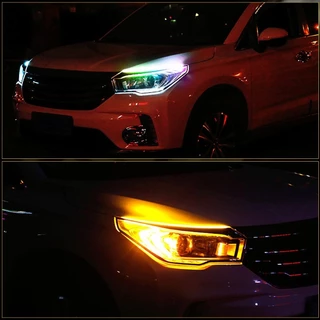 12V 2PCS DRL รถ LED ไฟวิ่งกลางวัน APP ควบคุมยืดหยุ่น RGB Symphony ไหลไฟเลี้ยวแถบไฟหน้าโคมไฟตกแต่ง