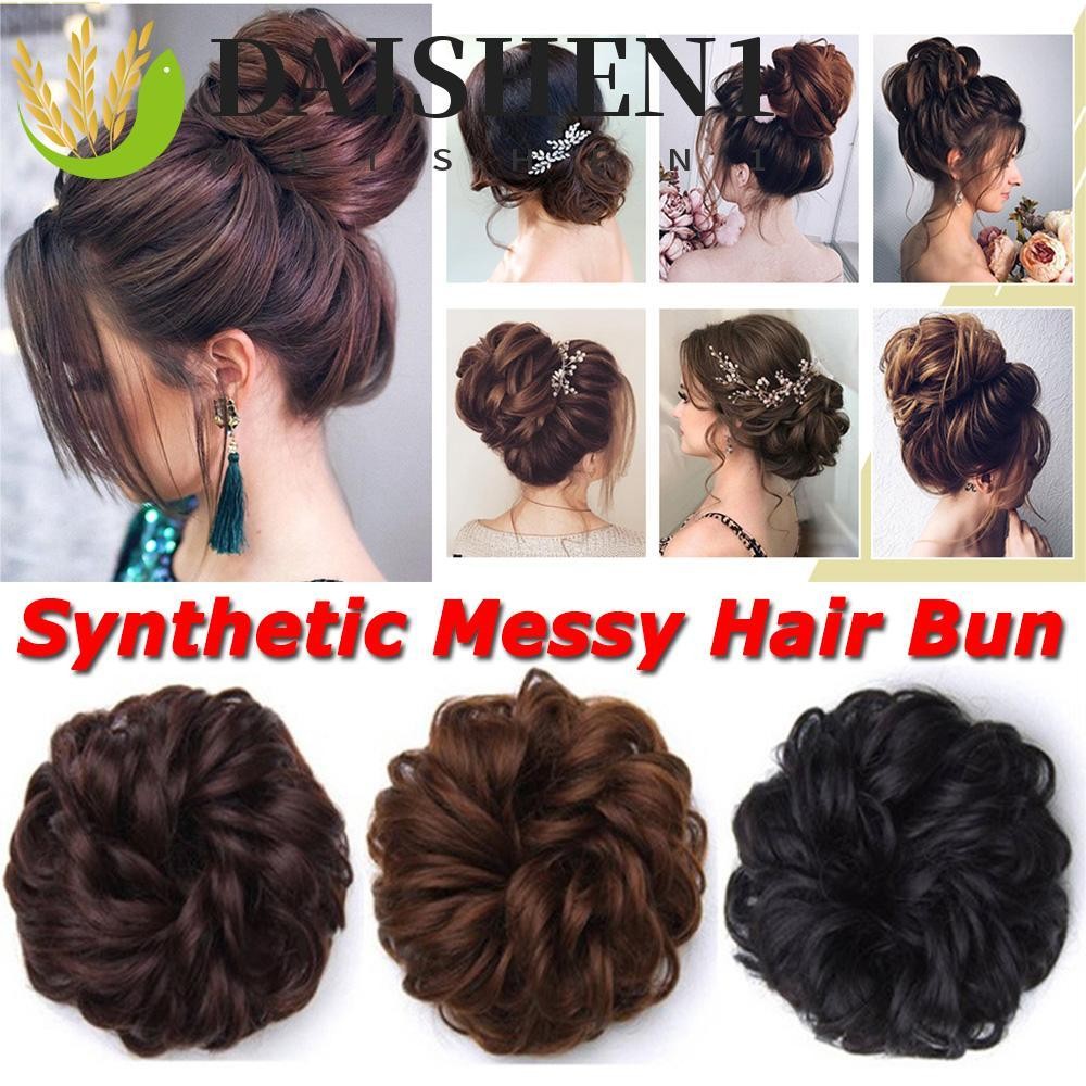 Daishen1 ผมปลอม Curly Brown ผมปลอม Drawstring Black Hairpieces Curly Chignon