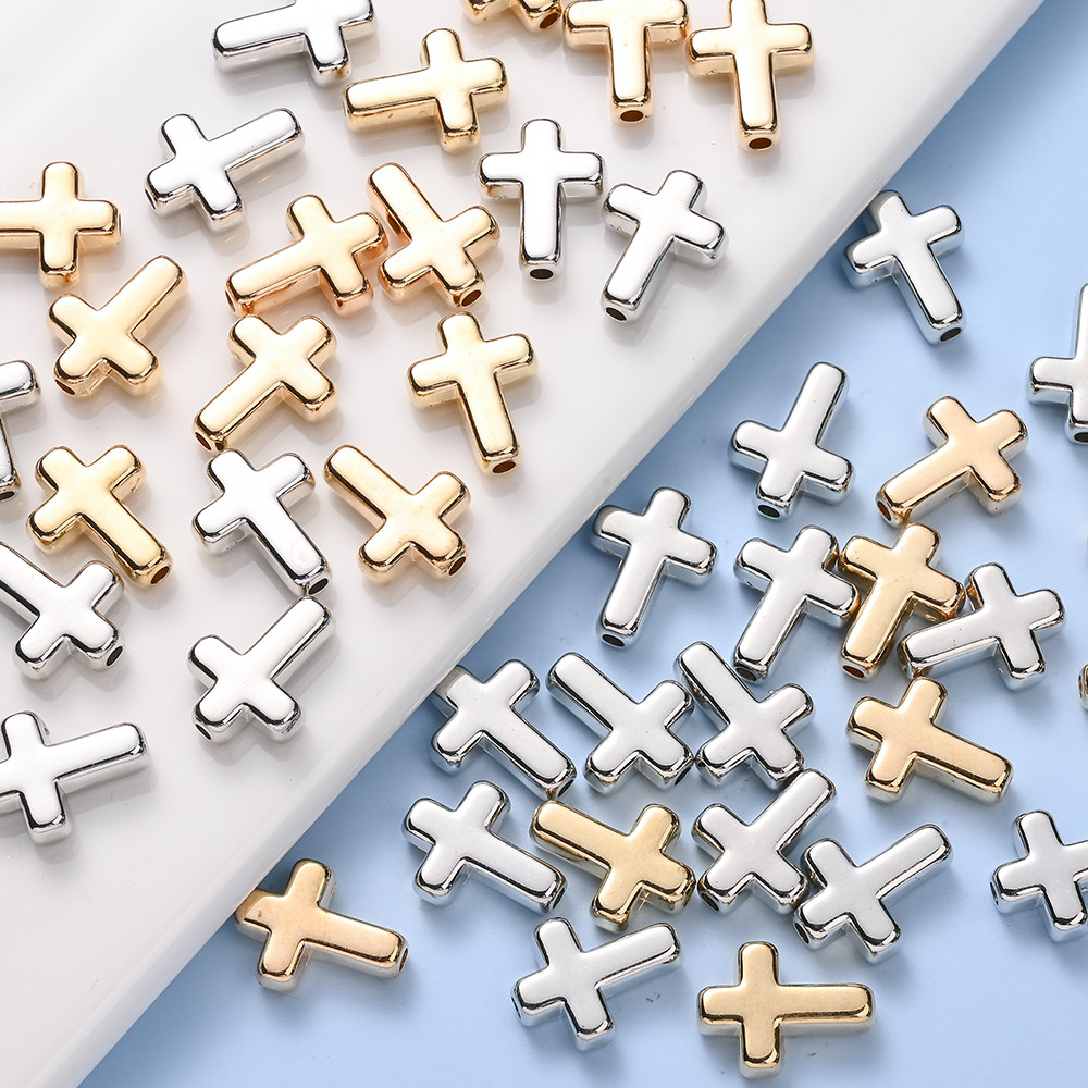 50pcs ขนาดเล็ก Cross-CCB ลูกปัดคลาสสิกสี Spacer ลูกปัดสําหรับเครื่องประดับทําสร้อยคอจี้ DIY อุปกรณ์เสริม (15x12 มม.)