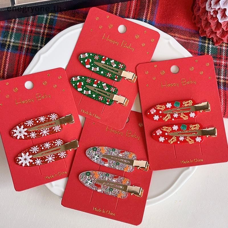 Eoth 2 ชิ้นน่ารักการ์ตูนคริสต์มาส Santa Claus Snowflake กิ๊บติดผมสําหรับผู้หญิงสาวหวานกิ๊บแฟชั่นอุปกรณ์เสริมผมของขวัญ Xmas & CNY