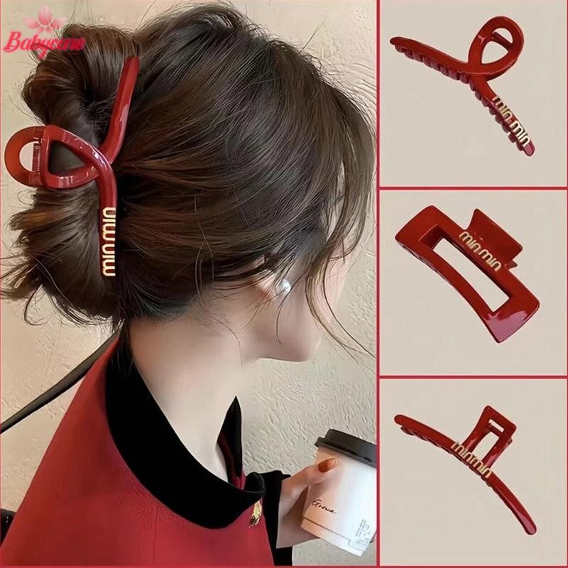 Byce>ไวน์แดงเรขาคณิตผมclaw Sharkคลิปสําหรับผู้หญิงElegantอเนกประสงค์Hairpinแฟชั่นอุปกรณ์เสริมผมใหม่
