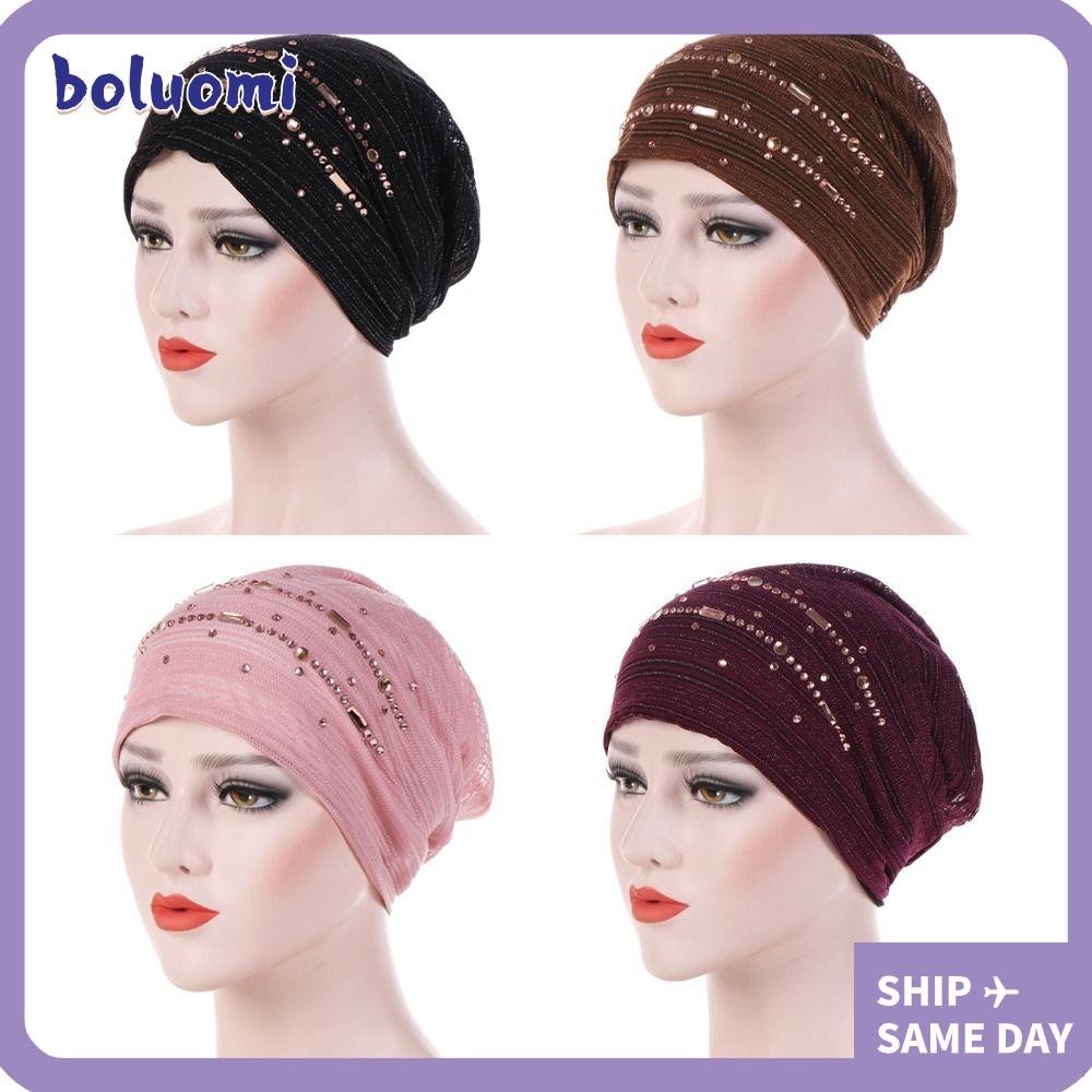 Bolumi ผ้าโพกหัวผู้หญิง Bonnet บางลูกไม้มุสลิม Turbantes Wrap