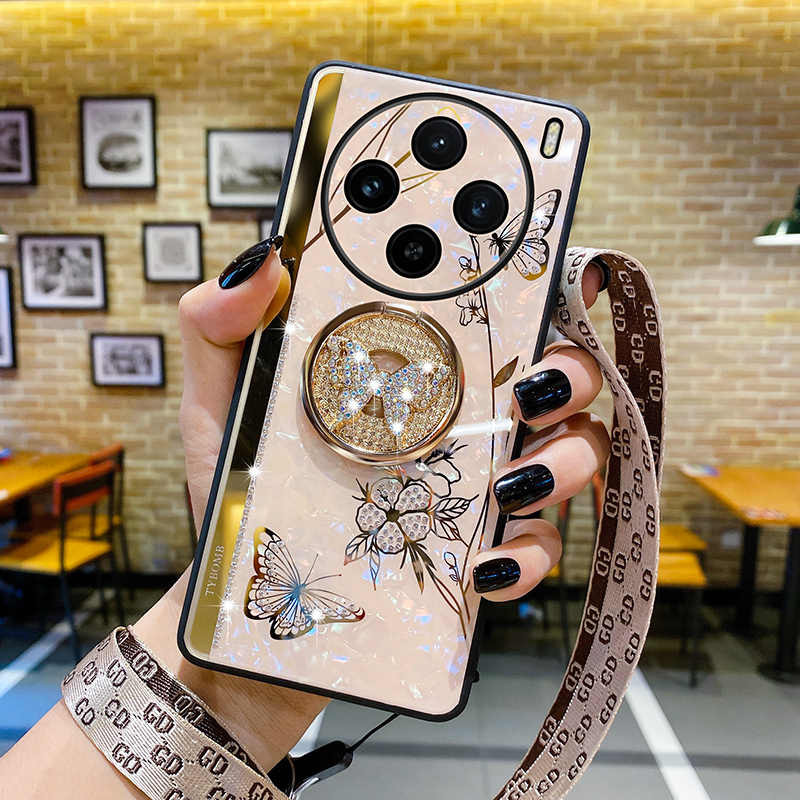 สําหรับ Vivo X200 PRO/Vivo X100 X90 X80 ULTRA เคสโทรศัพท์ผีเสื้อรักดอกไม้ผีเสื้อแหวนป้องกันกรณี