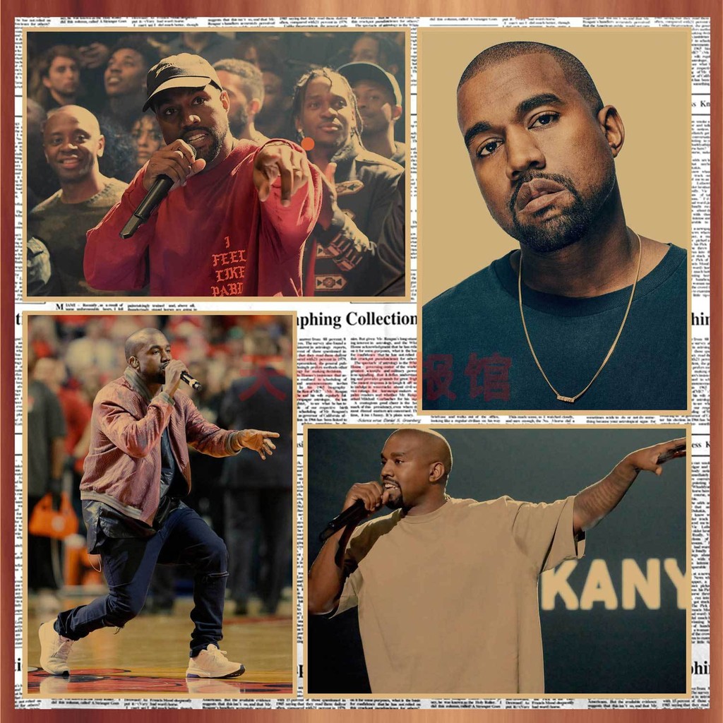 Kanye West Kanye West Rap Hip Hop นักร้องโปสเตอร์บาร์คาเฟ่กระดาษคราฟท์ตกแต่งผนังภาพวาด