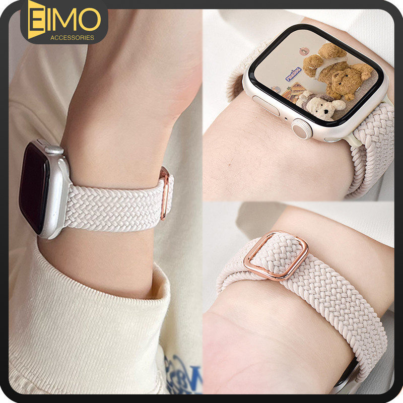การทอผ้าละเอียด สายไนล่อน For Iwatch Ultra 4 3 2 49มม Series 12 11 10 9 7 8 4 5 6 41 42 46 45มม SE 3 2