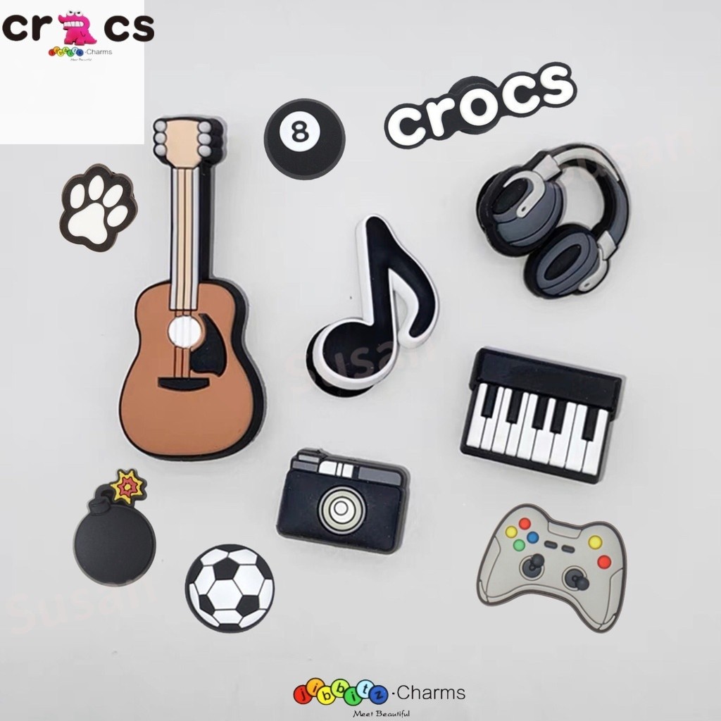 Jibbitz Crocs อุปกรณ์รองเท้า การตกแต่งแฟชั่น INS เทรนด์คลาสสิก หูฟัง/กีตาร์ รูรองเท้า อุปกรณ์ตกแต่งหัวเข็มขัด