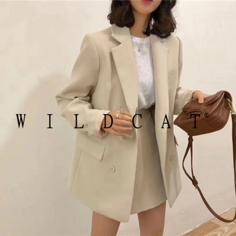 เบลเซอร์ผู้หญิงสไตล์ใหม่เวอร์ชั่นเกาหลีสีทึบความยาวกลางลําลองร้อยทาวเวอร์เสื้อเบลเซอร์ผู้หญิง