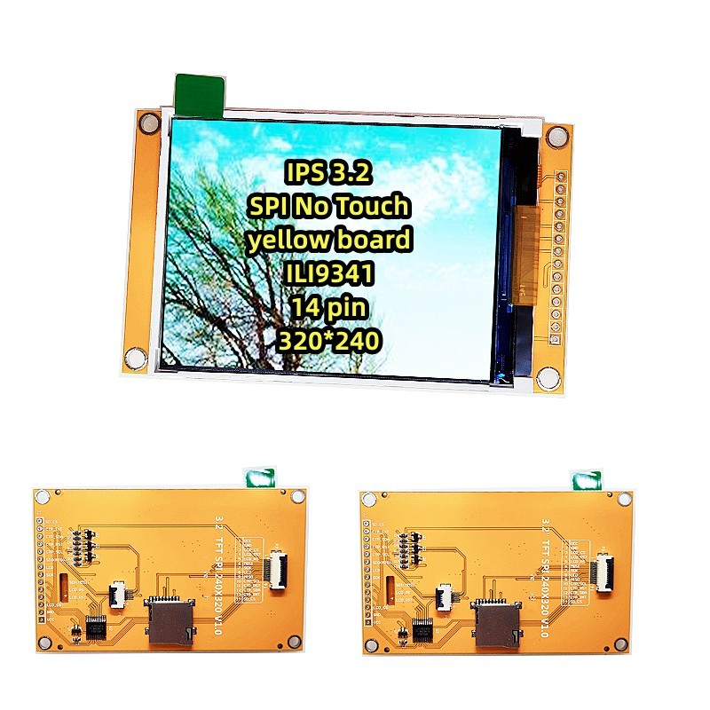 New No Touch ILI9341 Display 320*240 Electronic 14 pin IPS 3.2 Inch Yellow Board