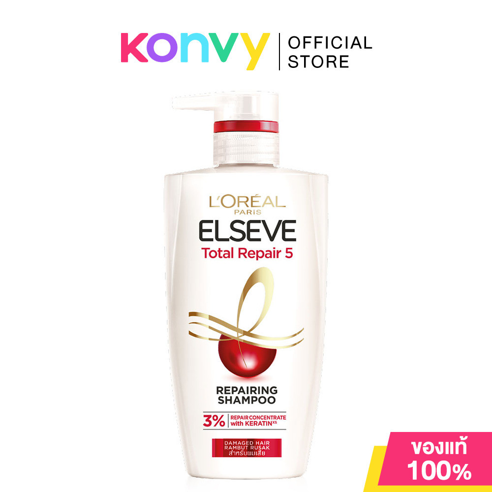 LOreal Paris Elseve Total Repair 5 Repairing Shampoo 410ml ลอรีอัล ปารีส เอลแซฟ โททอล รีแพร์ แชมพูสูตรฟื้นบำรุงผมเสี...