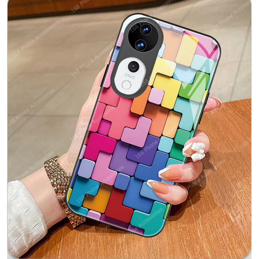 เคส Vivo V40 V30 5G V40 V30 Pro เคสบล็อกการสร้างกันกระแทกเคสเย็นพร้อมกล้องเลนส์ป้องกันหรูหราแก้วเหลวหรูหราสําหรับเด็กนักเรียนผู้ชาย