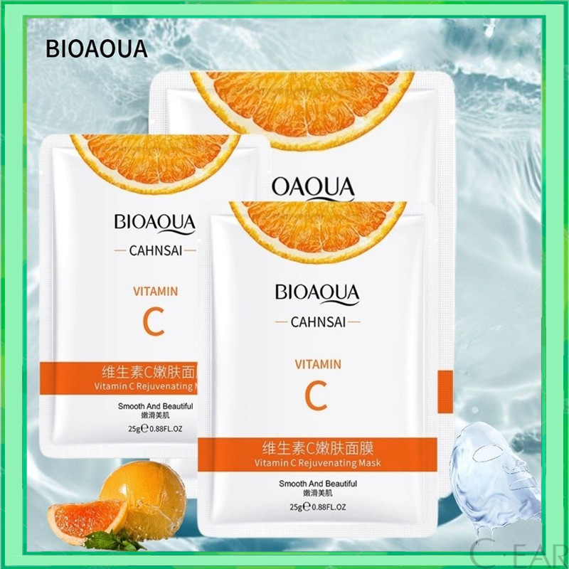 แผ่นมาส์กหน้า BIOAOUA VC Mask Vitamin C มาส์กวิตามินซี หน้าขาวกระจ่างใส หน้าเนียนนุ่มชุ่มชื้น ลดริ้วรอย Facial mask