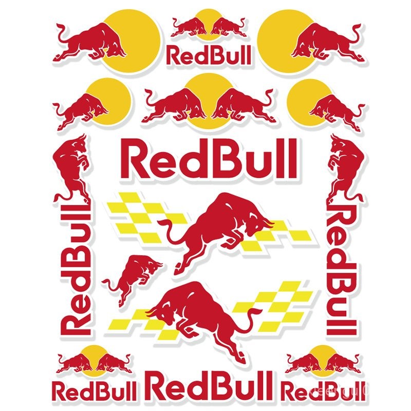 สติกเกอร์ Red Bull สติกเกอร์ติดรถดัดแปลงรถจักรยานยนต์ผู้สนับสนุนสะท้อนแสงและกันน้ำตกแต่งรถยนต์ไฟฟ้าสติกเกอร์หมวกกันน็อคฮอนด้า l6fc