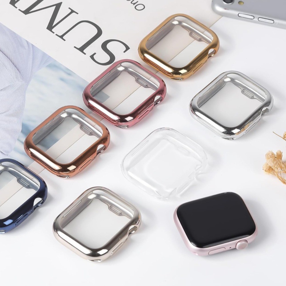 ป้องกันหน้าจอสําหรับ Apple Watch 38/42/40/41/44/45/46 มม. เคส TPU กันชน ปกป้องครบชุด 10 9 8 7 6 5 4 3