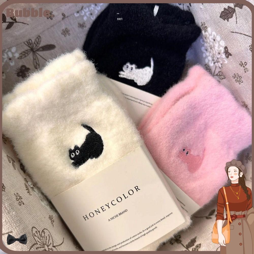 Bubble ถุงเท้าแคชเมียร์, แมวน่ารักฤดูหนาว Mink ขนแกะถุงเท้า, Thicken กํามะหยี่ Super Soft Warm Coral Plush ถุงเท้าผู้หญิง