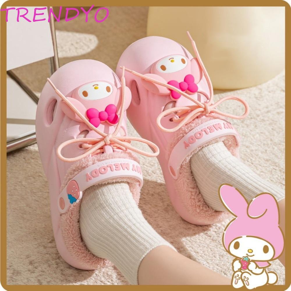 Trendyo Kuromi Plush รองเท้าแตะ, การ์ตูน Hangyodon Kitty Cat รองเท้าแตะ, ปิด Toe Pochacco หนาอบอุ่น Kawaii Melody รองเท้าในร่ม