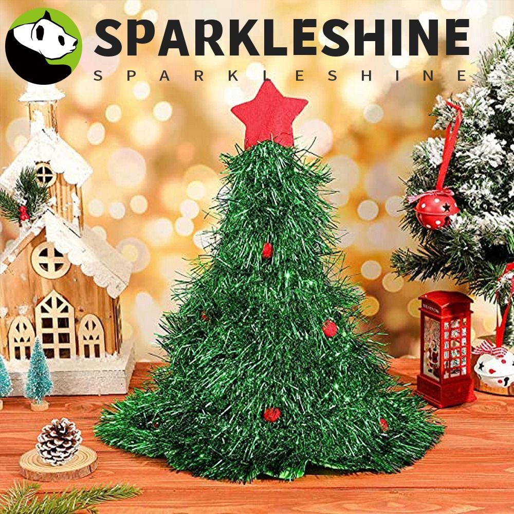 Sparkleshine หมวกคริสต์มาส Happy Christmas คอสเพลย์เครื่องแต่งกาย Party Supplies Plush Ball Star ผ้าไม่ทอ Rain Silk สําหรับเด็กเครื่องประดับ Xmas