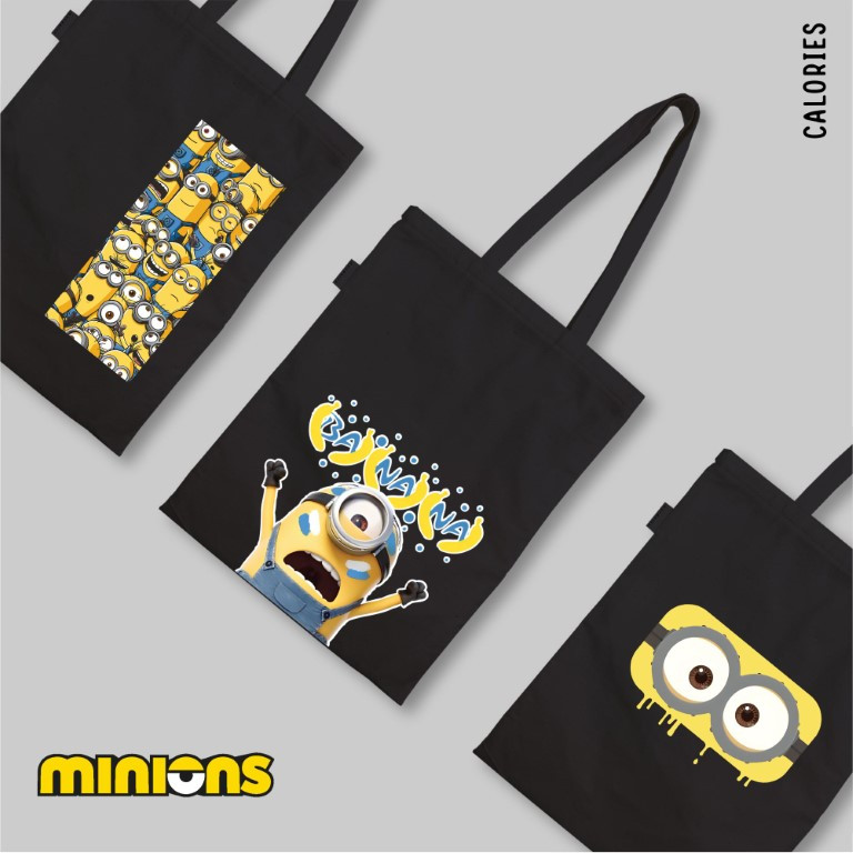 Hitam Black Minion Dispicable me Totebag เหลืองน่ารัก น่ารัก gemesh htmi