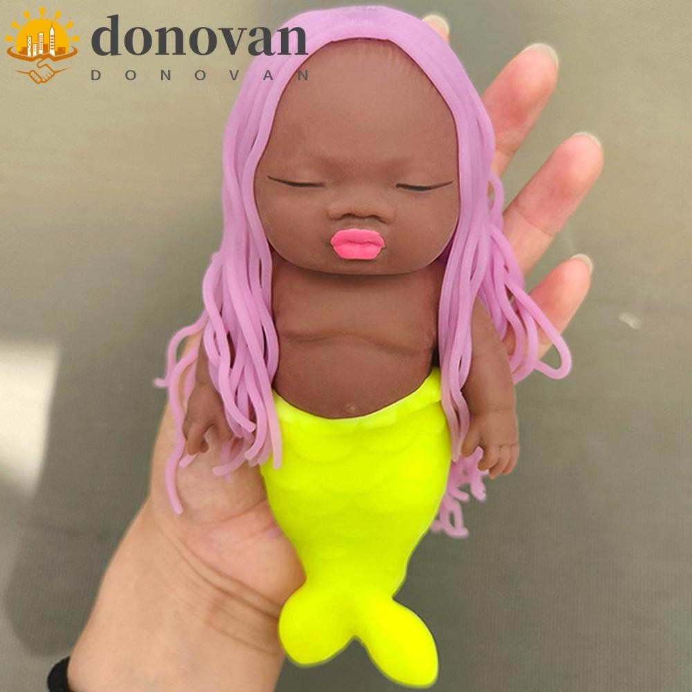 Dodonvan ตุ๊กตาทารกผิวดําบีบของเล่น,หางปลา Decompression Fidget ของเล่นตุ๊กตาเด็ก, จําลองแปลกใหม่นวดผิวผิวของเล่นตุ๊กตาเด็กพนักงานออฟฟิศ