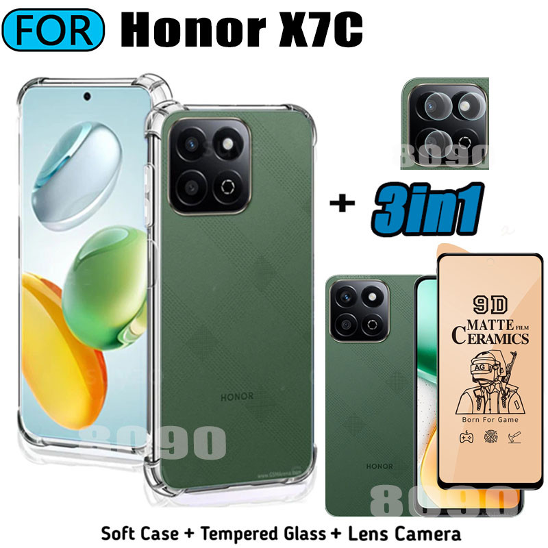 3in1 Honor X7C Tpu เคสโทรศัพท์สําหรับ Honor X7B X8B X6B เซรามิคฟิล์มฝ้า + ฟิล์มเลนส์กล้อง