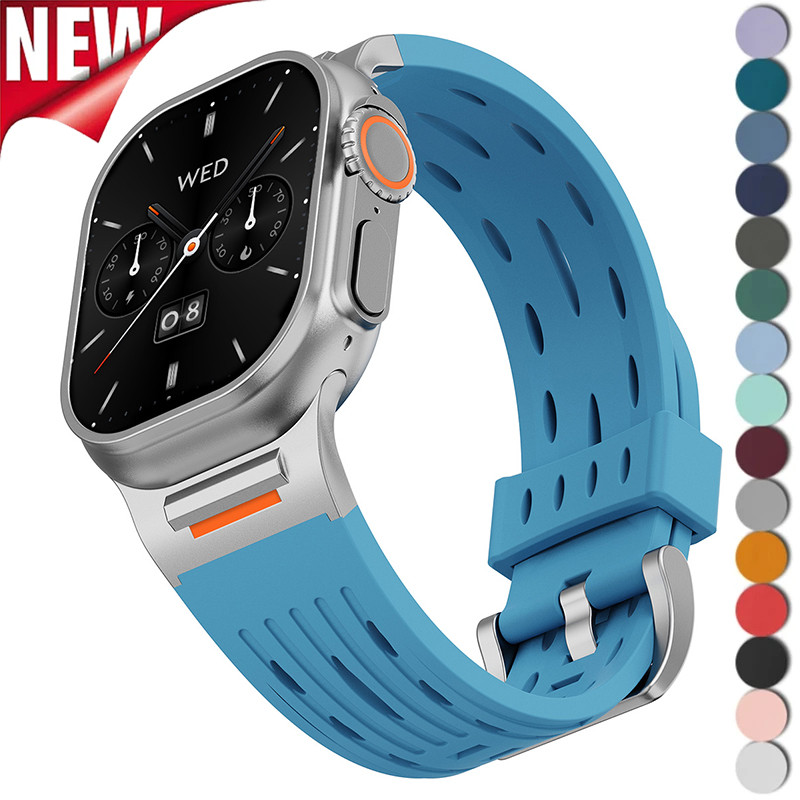 สายซิลิโคน Breathe สร้อยข้อมือสําหรับ Apple Watch S10 42 46 Ultra 2 IWatch Series 10 9 8 7 6 5 4 3 49/45/44/42/41/40/38 มม.