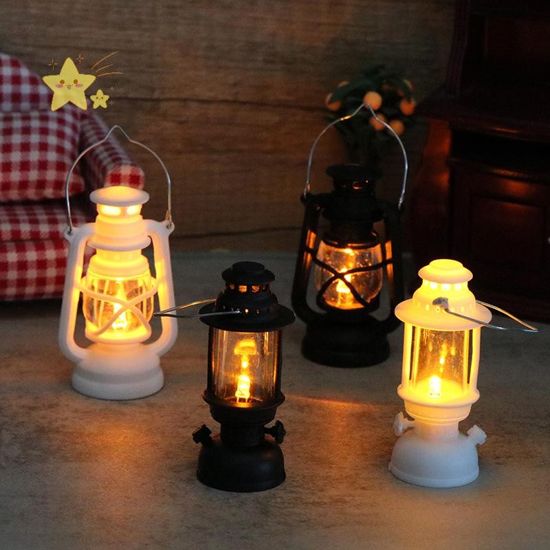 [JBTH] 6 ซม.Mini Led Retro Glowing Pony โคมไฟจําลอง Cande Light Night Light Dollhouse Miniature โคมไฟน้ํามันก๊าดของเล่นตกแต่งบ้าน [JB]