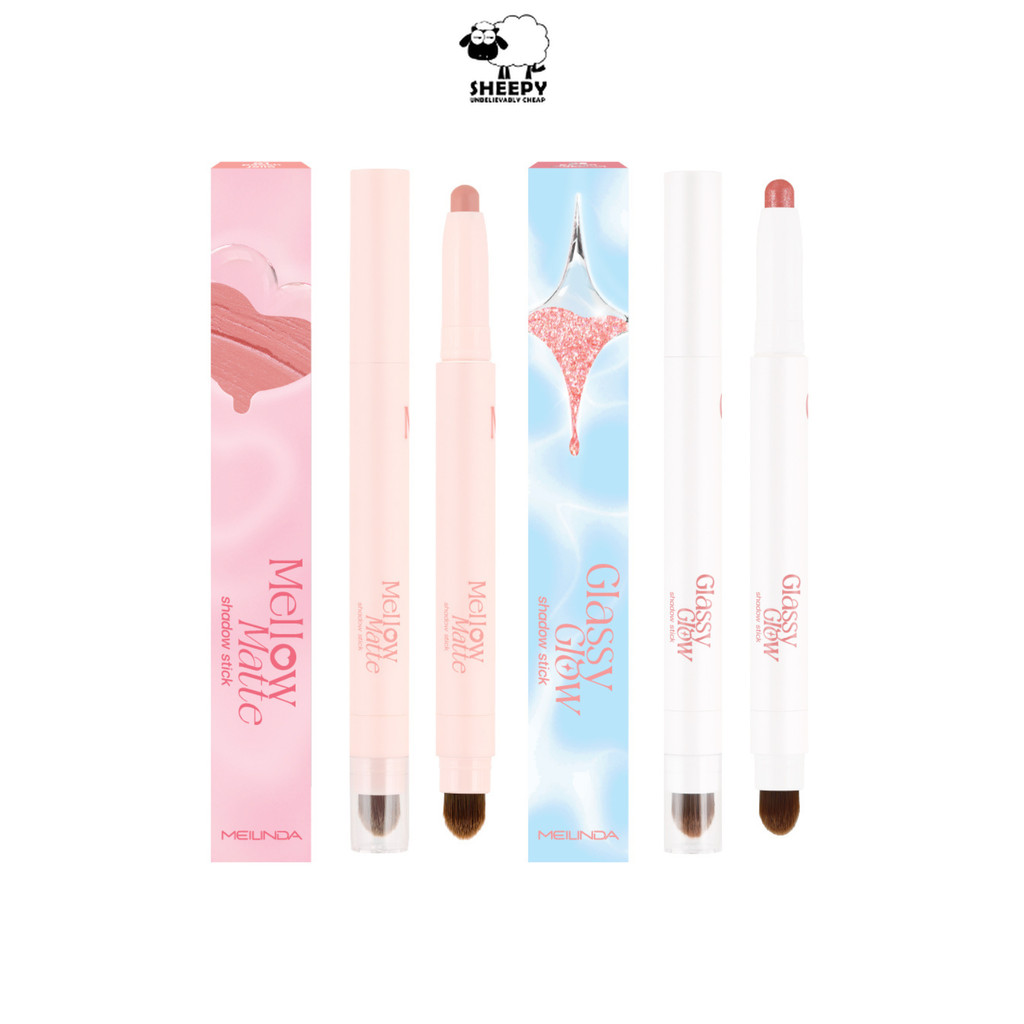 Meilinda อายแชโดว์ แบบแท่ง พร้อมแปรงปัด Glassy Glow Shadow Stick & Mellow Matte Shadow Stick