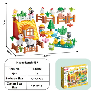 FEELO ของเล่นตัวต่อ Animal Series ชุด Happy Ranch จำนวน 65 ชิ้น ขนาดเดียวกับดูโปรตัวต่อเสริมพัฒนาการ