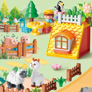 FEELO ของเล่นตัวต่อ Animal Series ชุด Happy Ranch จำนวน 65 ชิ้น ขนาดเดียวกับดูโปรตัวต่อเสริมพัฒนาการ