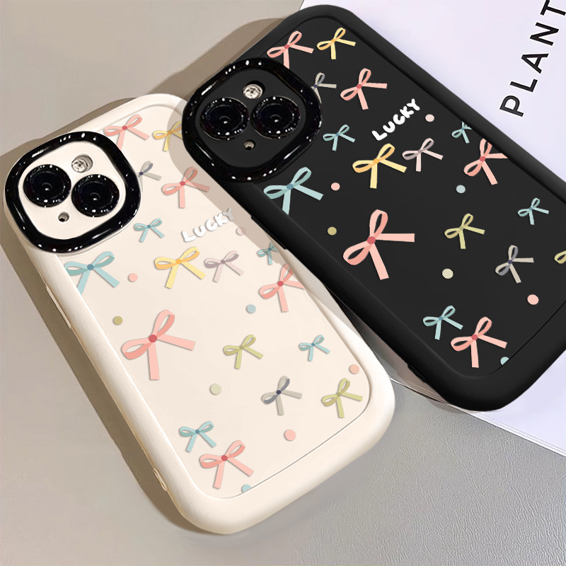 โบว์ที่ทันสมัยและสีสันสดใสเคสโทรศัพท์แบบเต็มหน้าจอเข้ากันได้สําหรับ IPhone 15 13 14 12 11 16Pro X XR Xs Max 7/8 Plus Se2020 รวมทุกอย่างซิลิโคนอ่อนนุ่มป้องกันการตกเคสโทรศัพท์
