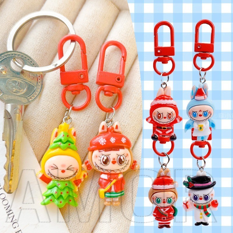 Anime Labubu Dressing พวงกุญแจ - แฟชั่น การ์ตูน สร้างสรรค์ - กระเป๋า อุปกรณ์ตกแต่งรถยนต์ - Christmas Series Labubu จี้ - ของขวัญน่ารักสําหรับเพื่อน คู่