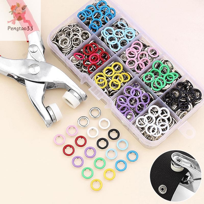 Pengatao33 Plier เครื่องมือ 50/100 ชิ้นโลหะสี Snap เย็บปุ่ม Claw ชุด Snap Fastener Kit COD