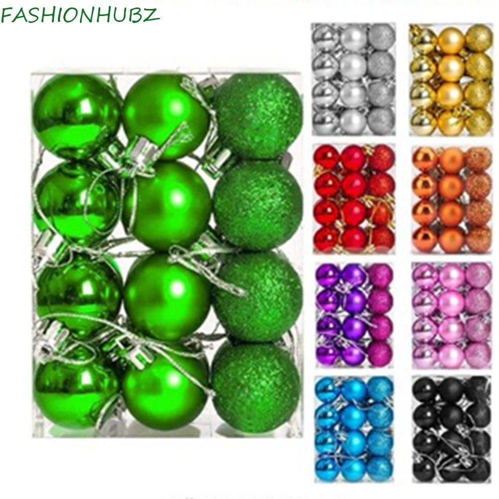 Fashionhubz 24 ชิ้น/เซ็ตต้นคริสต์มาส Ball, Shatterproof Polshed Glossy Christmas แขวนลูกบอล, Bauble จี้แวววาวเงา Mini Halloween Party