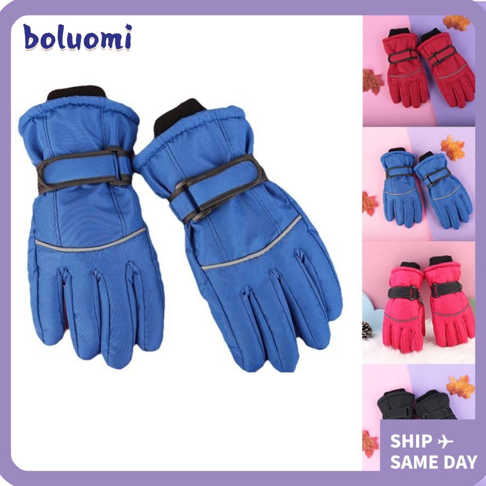 Boluomi ถุงมือสกีสําหรับเด็ก, ถุงมือกันน้ําสําหรับเด็กที่อบอุ่น, ถุงมือฤดูหนาวที่อบอุ่นกันลื่นข้นฤดูหนาว