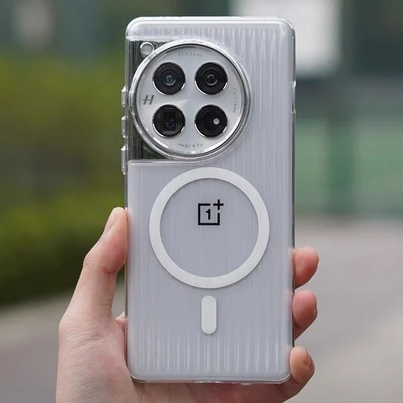 เคสแม่เหล็กสําหรับ OnePlus 13 12 Magnetic Wireless Charger Case โปร่งใสกระเป๋าเดินทางลายฝาครอบโทรศัพท์ Hard Shell กันชน