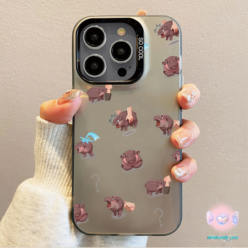 เคสแข็งคุณภาพ moodengฮิปโปน่ารัก สำหรับ IPhone 13 12 7Plus 14 15 11 16 Pro Max 8Plus XR XSMax SE เคสไอโฟน11 เคสไอโฟน13