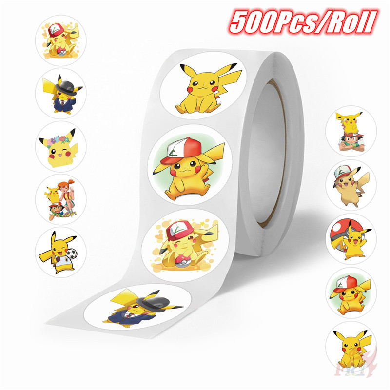 500ชิ้น/ม้วน คาวาอี้ปิกาจู Q-2 . สติ๊กเกอร์รางวัลเด็ก Diy สมุดภาพอัลบั้มตกแต่งสติกเกอร์ฉลากปิดผนึก