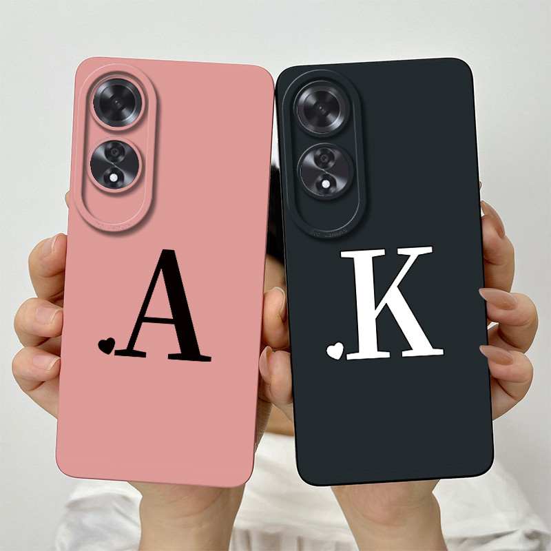 สําหรับ OPPO A60 (CPH2631) กรณี OppoA60 A 60 4G 2024 น่ารักตัวอักษรเริ่มต้นเลนส์ป้องกันกันกระแทกซิลิโคนอ่อนนุ่มปลอกโทรศัพท์