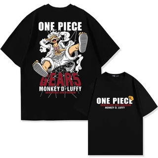 เสื้อยืดคอกลม-แขนสั้น oversize พิมพ์ลาย "OnePiece Luffy" เสื้อยืดผู้ชายเท่ๆ tshirt men สตรีทแฟชั่น สีขาว-สีดำ