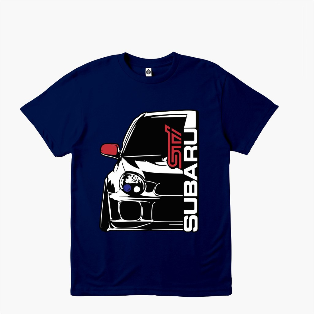 คอลูกเรือเสื้อยืดคอกลมเสื้อยืด พิมพ์ลายรถยนต์ SUBARU IMPREZA STI WRX WRC FV สําหรับผู้ชายผ้าฝ้ายแท้ฤ