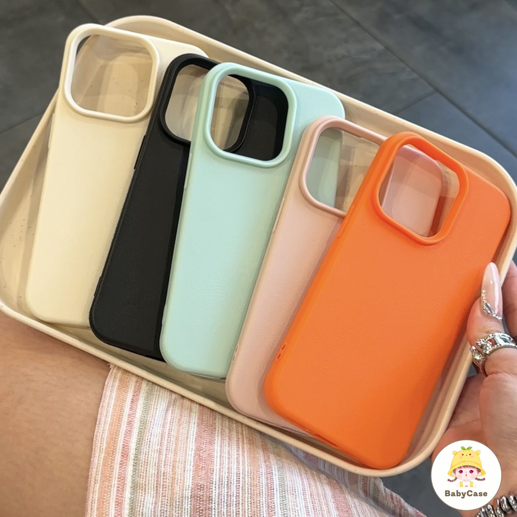 เคสไอโฟน11 สำหรับ iPhone 16 11 15 13 12 14 Pro Max 7 8 14 15 Plus XR XS X Max สีทึบเรียบง่ายผิวหรูหรารู้สึกถึงเนื้อหนัง