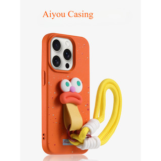 With Lanyard Orange sausage is suitable for iPhone 12 13 14 15 16 17 case new iPhone 16 15 14 13 12 pro max protective case iPhone 13 14 15 16 Pro anti-fall back cover