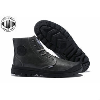 100%original PALLADIUM Grey Martin Boots รองเท้าหนังสําหรับบ…