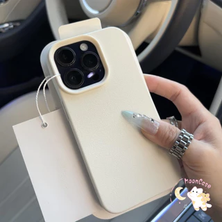 สีทึบ เคสไอโฟนXR สำหรับ IPhone 12 11 15 13 7 16 14 Pro Max XR XS X 7Plus 8Plus Max 16 7 8 Plus SE เชลล์นุ่ม Cowhide