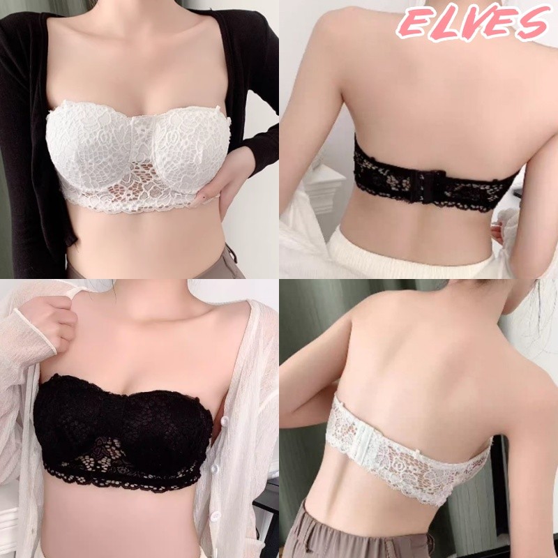 Elves พร้อม💟เสื้อชั้นในสตรี เสื้อเกาะอกลูกไม้ บราไร้โครง เซ็กซี่ ตะขอ3ระดับ "FY3012"